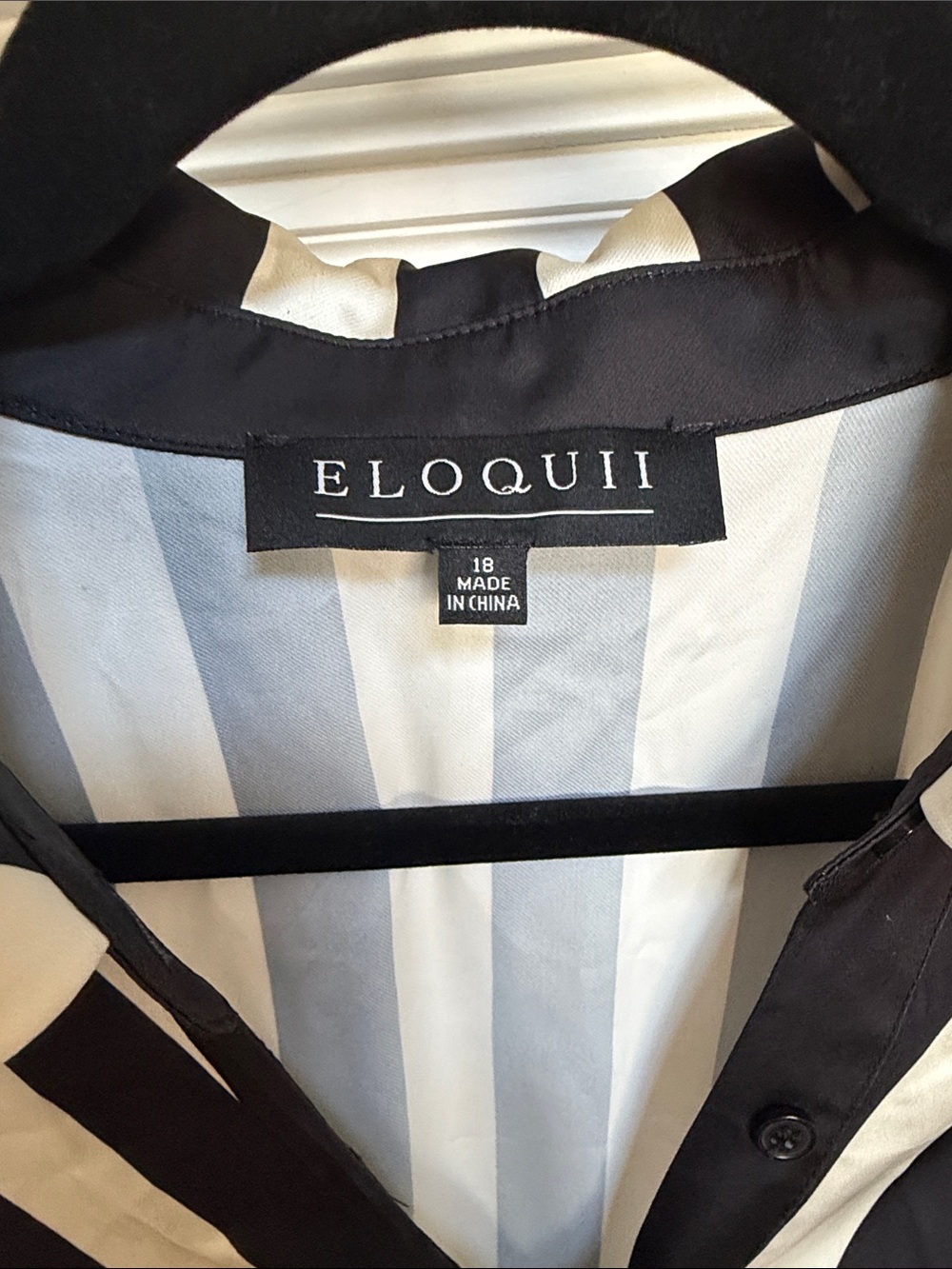 Eloquii Black & off White Diagonal Stripe Wrap Shirt Dress Sz 18 - Picture 3 of 10